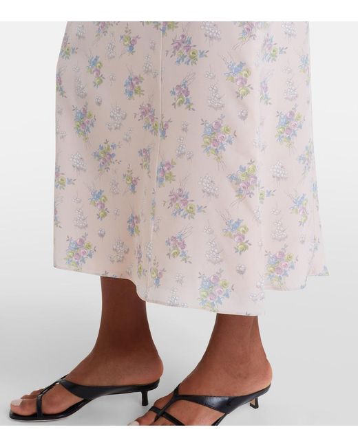 Alessandra Rich Natural Floral Open-Back Silk Midi Dress