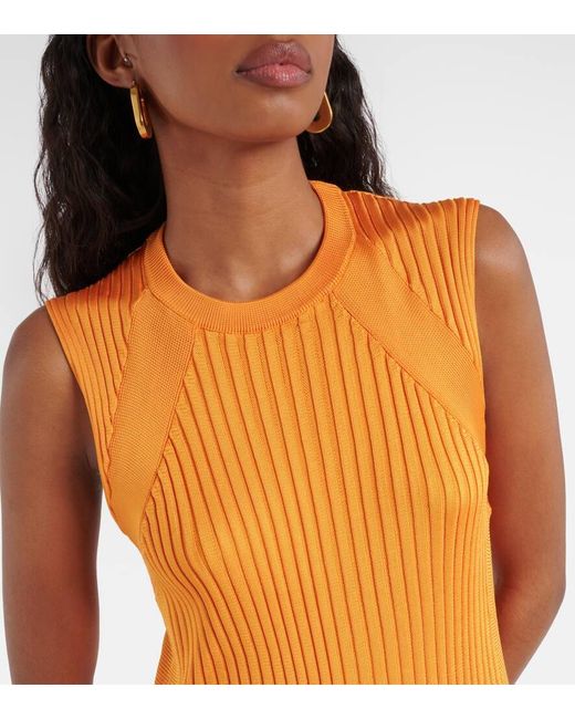 Jil Sander Orange Ribbed-knit Jersey Maxi Dress