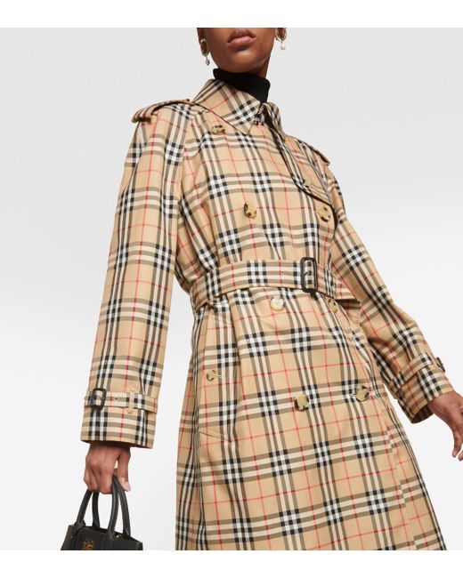 Trench-coat Check en coton Burberry en coloris Natural