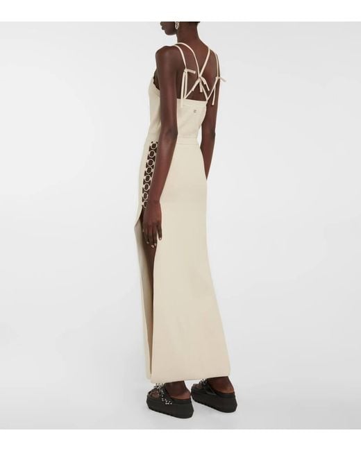 Rabanne White Embellished Knit Midi Dress