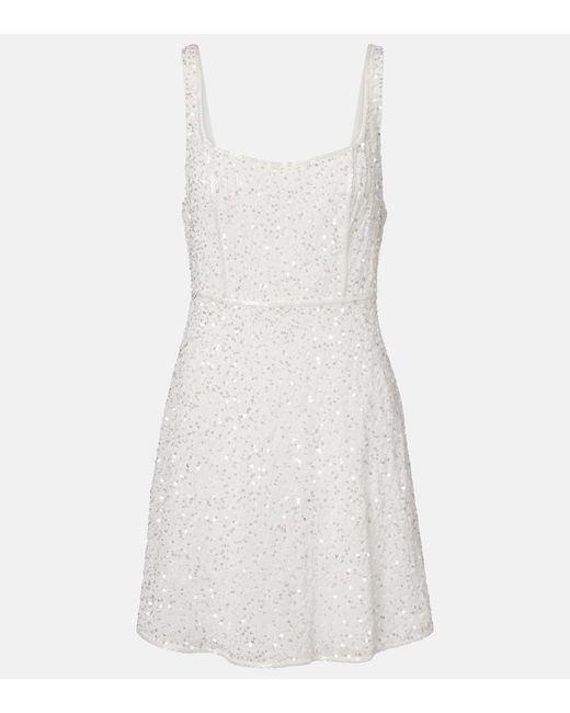 Rixo White Ronan Sequined Minidress