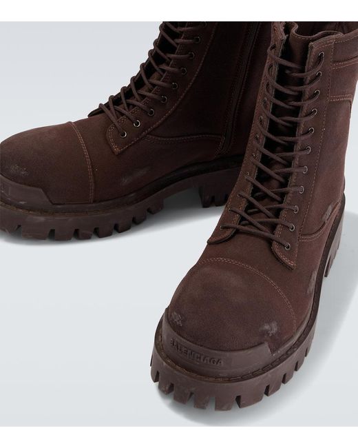 Balenciaga Brown Strike Combat Boots for men