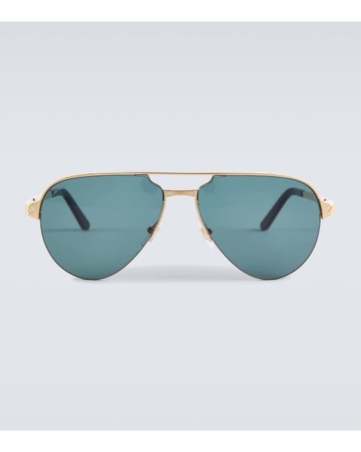 Cartier Blue Santos De Cartier Aviator Sunglasses for men