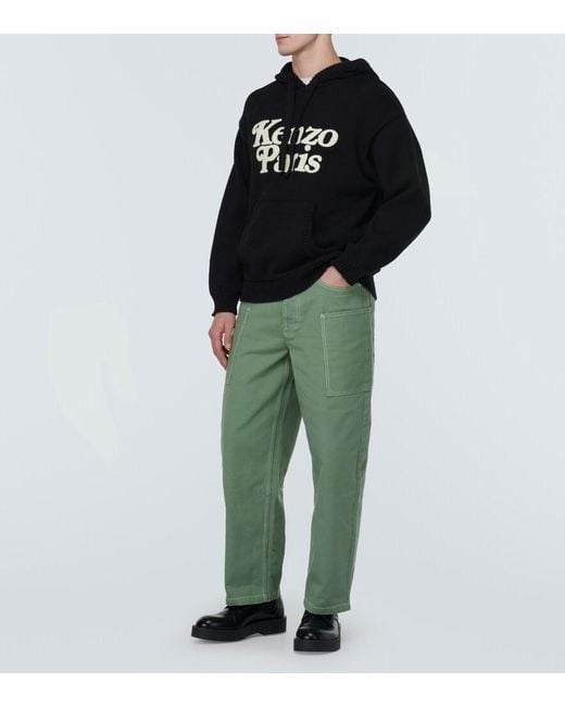 KENZO Green Low-Rise Wide-Leg Jeans for men
