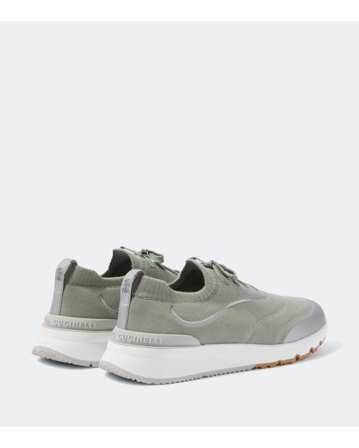Brunello Cucinelli Green Knitted Sneakers for men