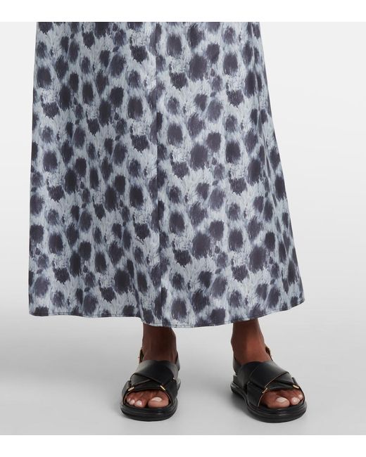 Marni Blue Printed Silk Maxi Dress