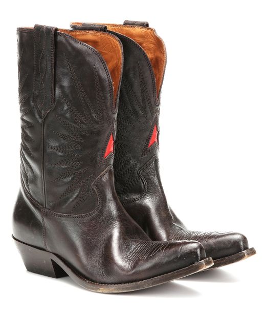 Golden Goose Deluxe Brand Brown Wish Star Leather Cowboy Boots