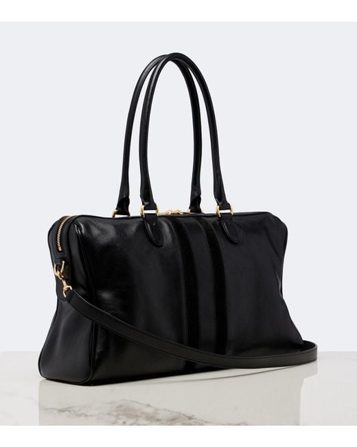 Gucci Black Borsetto Large Leather Bowling Bag