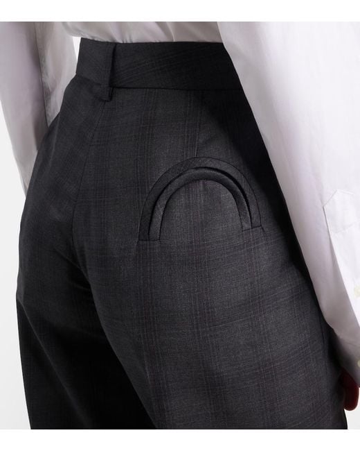 Blazé Milano Blue Lundy Checked Virgin Wool Flared Pants