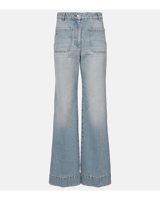 Victoria Beckham Blue Alina High-Rise Wide-Leg Jeans
