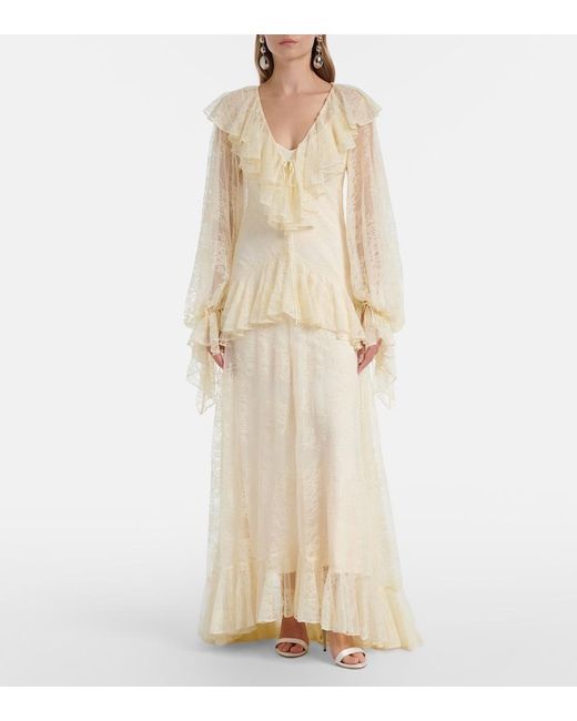Robe Longue Esen En Dentelle A Volants De La Vali en coloris Natural