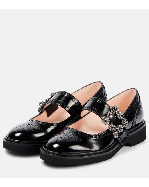 Roger Vivier Black Viv' Rangers Patent Leather Mary Jane Flats