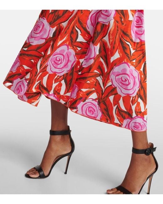 Diane von Furstenberg Red Artie Cotton-Blend Midi Dress