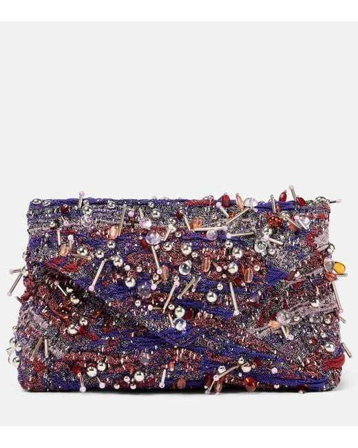 Dries Van Noten Purple Embellished Clutch