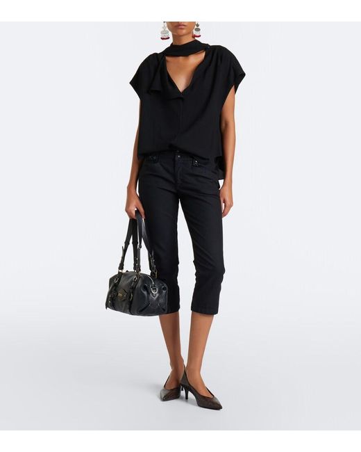 Isabel Marant Black Selene Tie-Neck Crepe Blouse