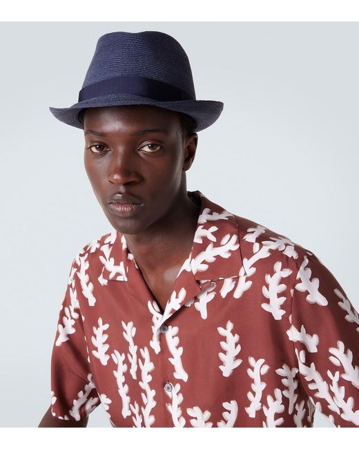 Borsalino Blue Straw Panama Hat for men