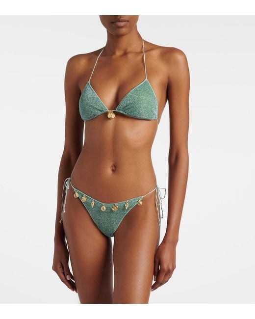 Oseree Green Lumiere Embellished Bikini