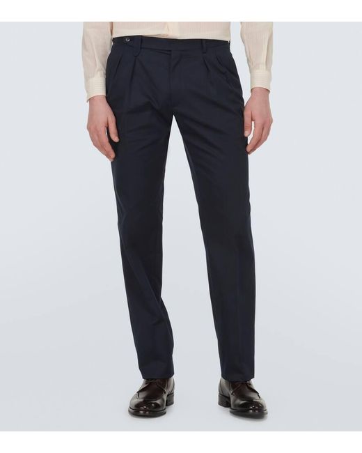 Pantalones chinos Elba de gabardina de algodon Brioni de hombre de color Blue