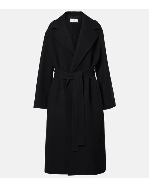 The Row Black Mantel Malika Aus Einem Wollgemisch