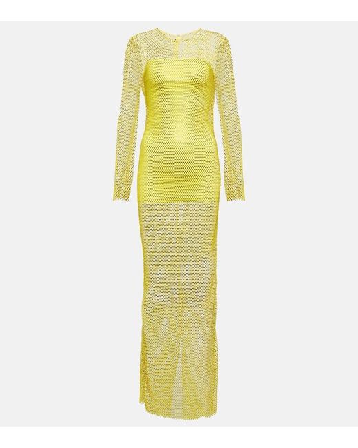 Abito Lungo Con Cristalli di GIUSEPPE DI MORABITO in Yellow