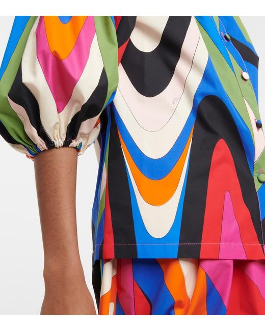 Emilio Pucci Red Printed Cotton Blouse
