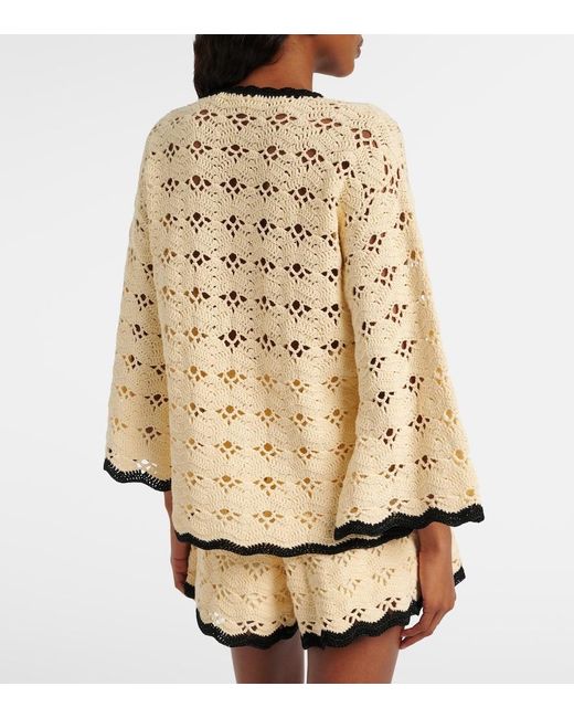 Zimmermann Natural Aster Crochet Cotton Top