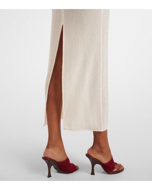 Magda Butrym White Floral-Applique Crepe Midi Dress