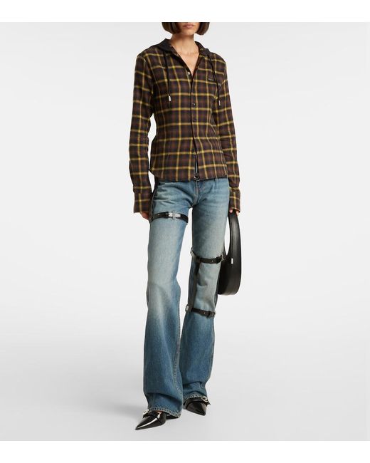 Coperni Blue Leather-Trimmed Straight Jeans
