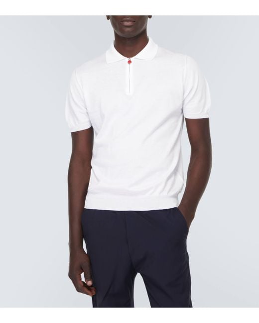 Kiton White Cotton Jersey Polo Shirt for men
