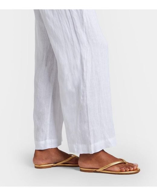 Velvet White Stephanie Linen Wide-Leg Pants