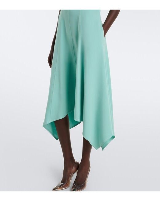 Stella McCartney Green Draped Asymmetric Midi Dress