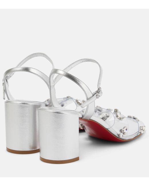 Christian Louboutin White Queenie Pvc And Metallic Leather Sandals
