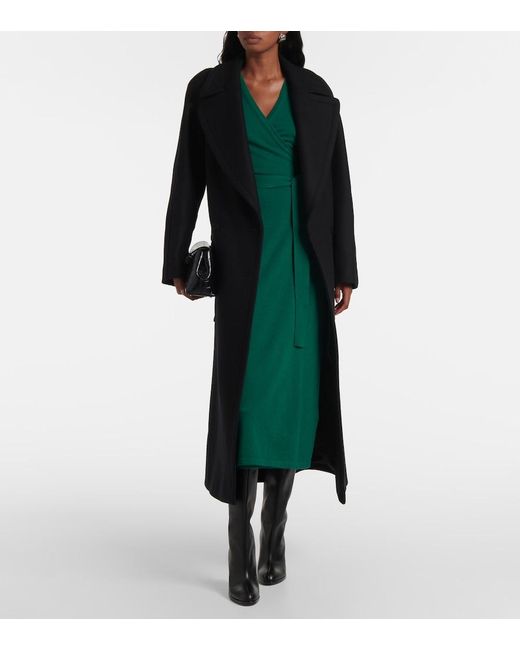 Diane von Furstenberg Green Astrid Wool And Cashmere Wrap Dress
