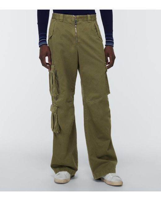 Dolce & Gabbana Green High-Rise Cotton Cargo Pants for men
