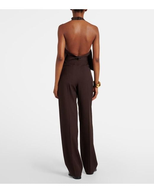 Wardrobe NYC Brown Open-Back Halterneck Wool Top