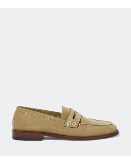Manolo Blahnik White Perry Suede Loafers for men
