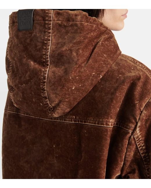 Loewe Brown Denim Jacket With Flocked Pattern,