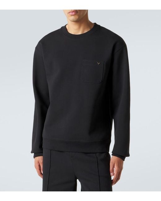 Valentino Black Vgold Cotton-Blend Jersey Sweatshirt for men