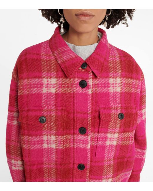 Isabel Marant Red Harveli Plaid Wool-blend Jacket