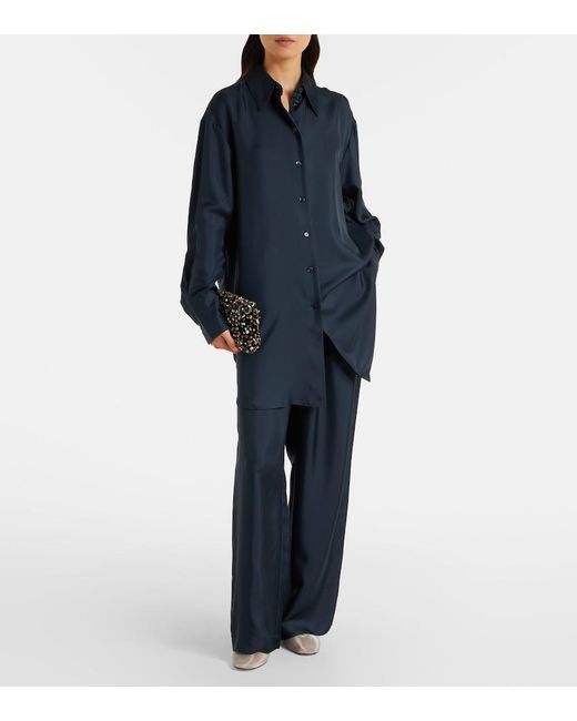 Rohe Blue Oversized Silk Satin Shirt