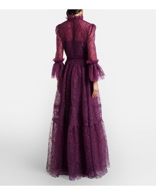 Costarellos Purple Lace Gown