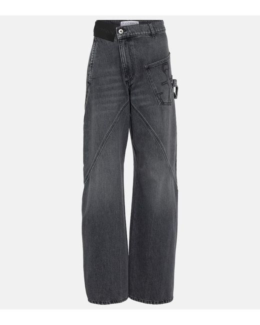 J.W. Anderson Gray High-Rise Straight Jeans Twisted