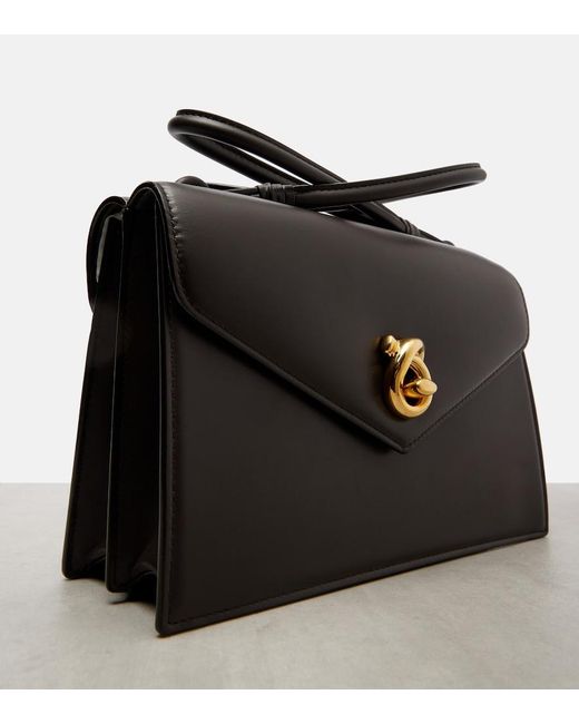 Bottega Veneta Black Knot Lock Small Leather Crossbody Bag