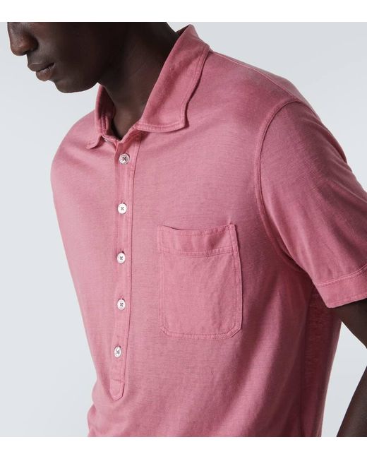 Tom Ford Pink Silk And Linen Polo Shirt for men