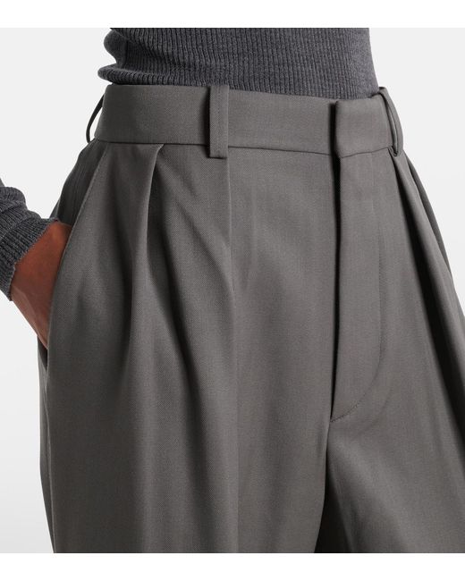 Wardrobe NYC Gray High-Rise Wool Wide-Leg Pants