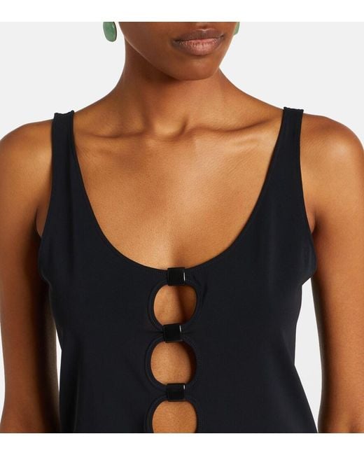 Eres Black Curl Cutout Jersey Top
