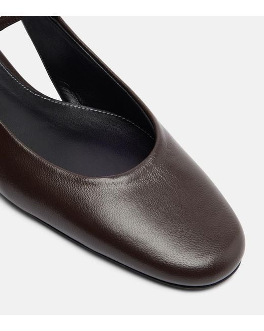 Totême Black Leather Mary Jane Flats