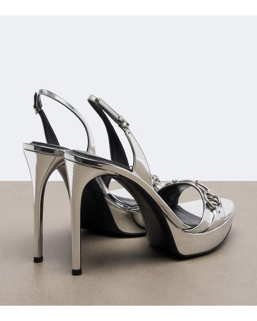 Gucci Donna Metallic Leather Platform Sandals