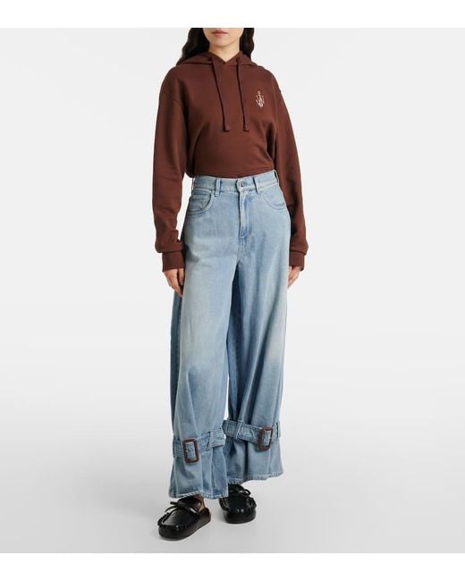 デニム・ジーパン J. W. Anderson Wide-Leg Denim Jeans With Hem Strap JW Anderson Buckled Cuff Jeans – htown Store