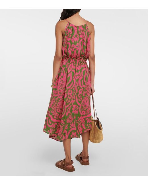 Velvet Red Sasha Printed Cotton Gauze Midi Dress